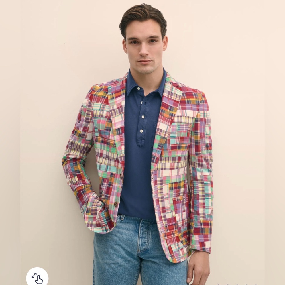 Brooks Brothers Classic Fit Cotton Patchwork Madras Sport Coat - Picture 4 of 4